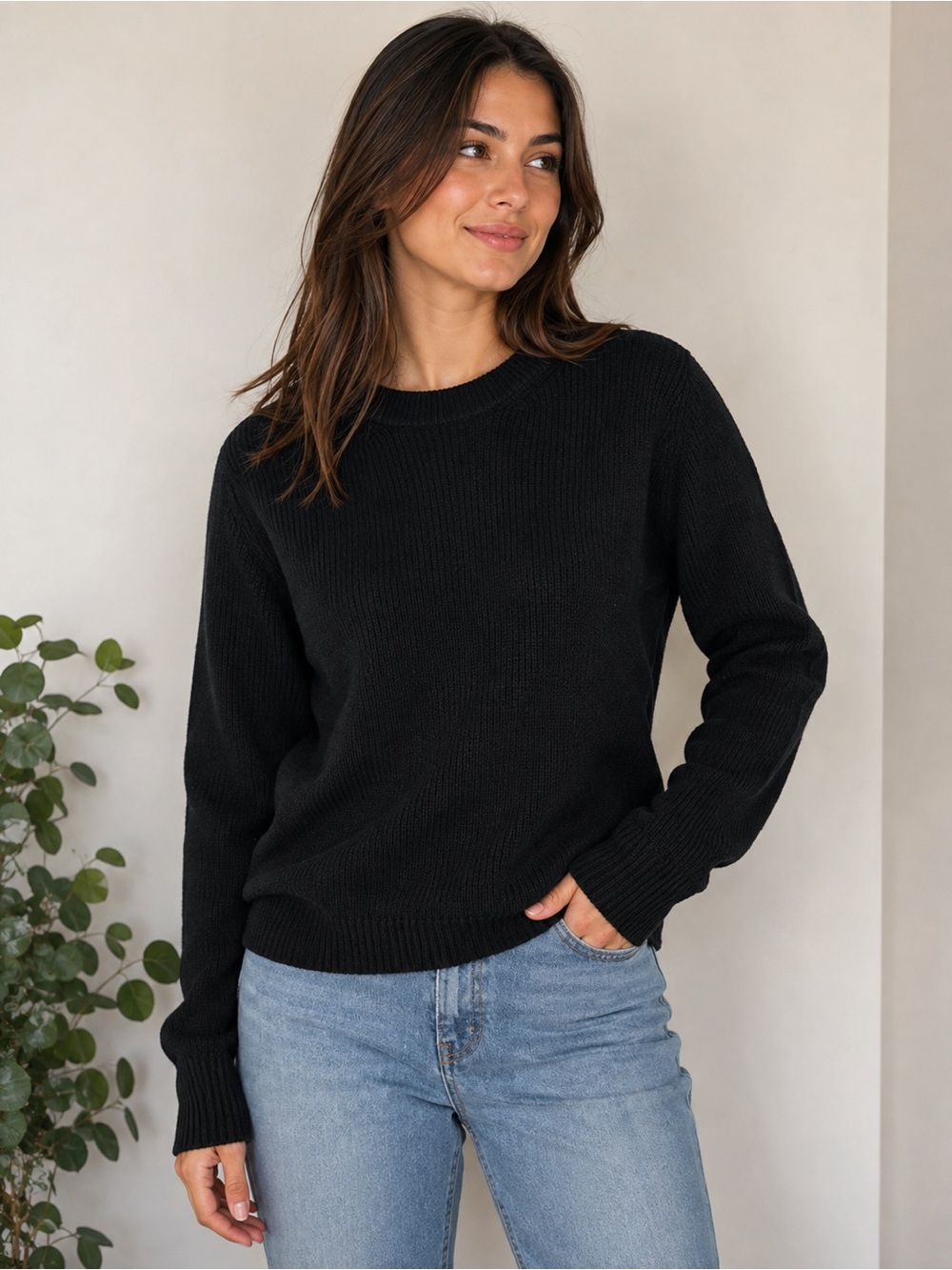Carly Jean Los Angeles Ribbed Crewneck Sweater
